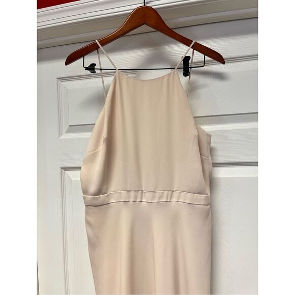 J. Crew Cream Halter Front Spaghetti Strap Gown Maxi Dress Wedding Formal sz 12